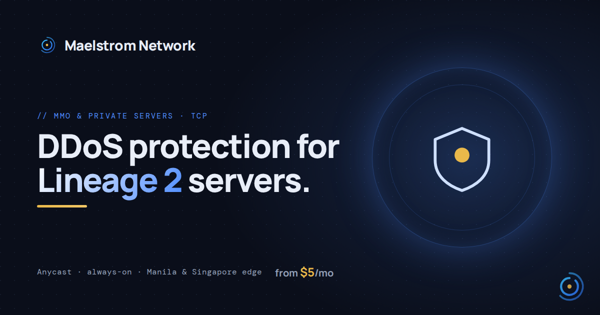 Lineage 2 DDoS protection by Maelstrom Network