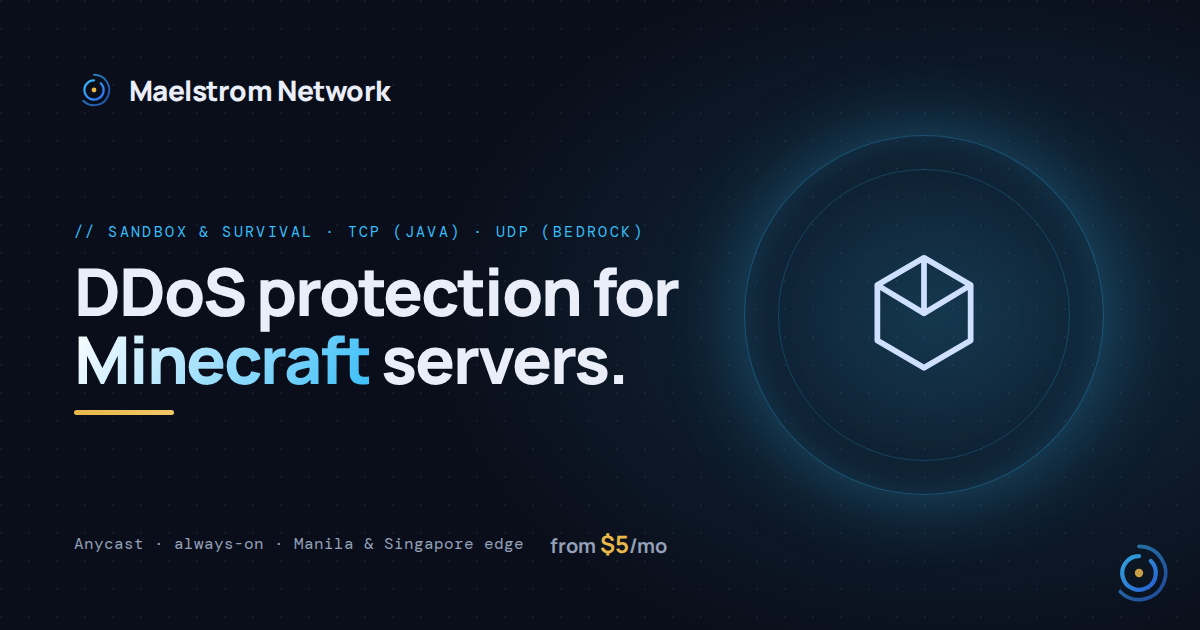 Minecraft DDoS protection by Maelstrom Network
