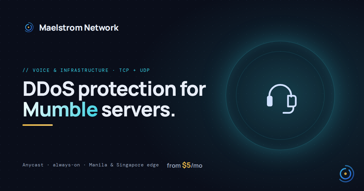 Mumble DDoS protection by Maelstrom Network