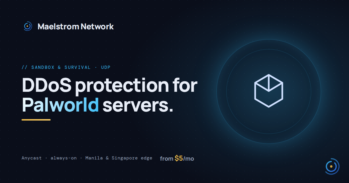 Palworld DDoS protection by Maelstrom Network