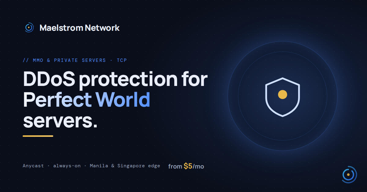 Perfect World DDoS protection by Maelstrom Network