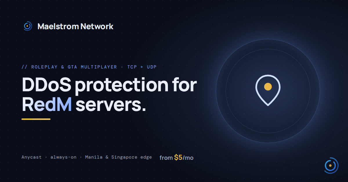 RedM DDoS protection by Maelstrom Network
