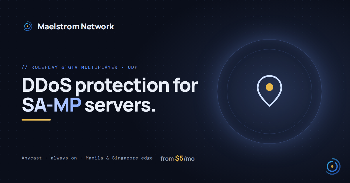 SA-MP DDoS protection by Maelstrom Network