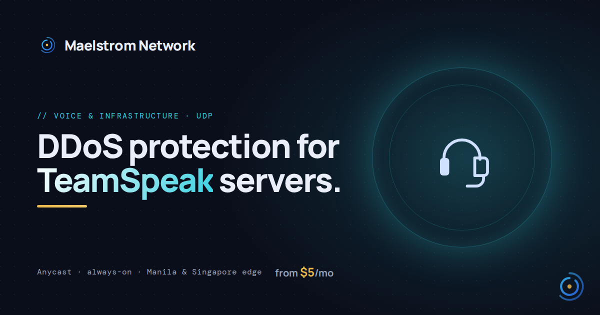 TeamSpeak DDoS protection by Maelstrom Network