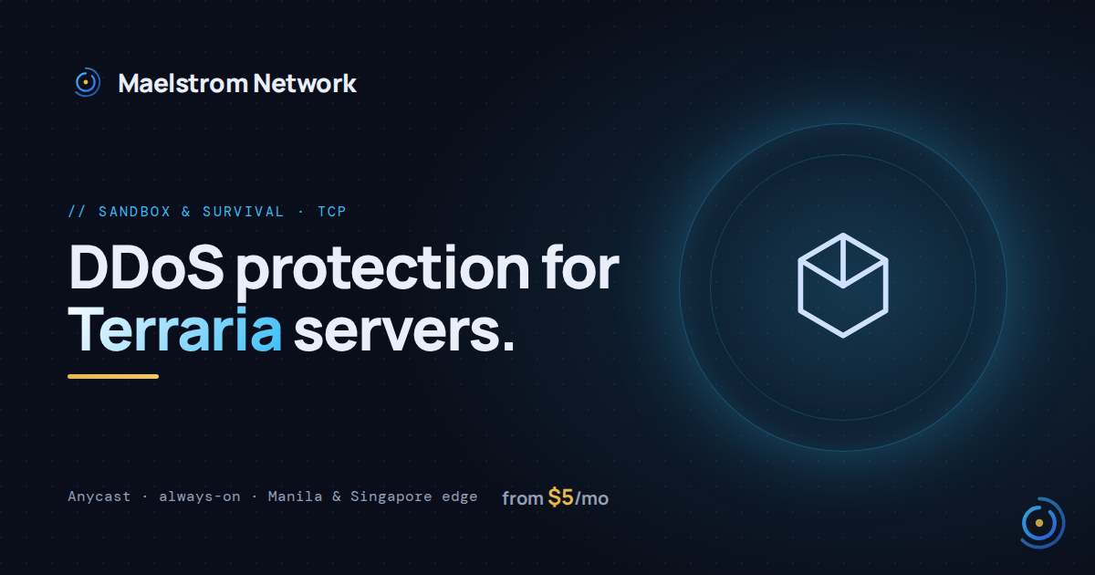Terraria DDoS protection by Maelstrom Network