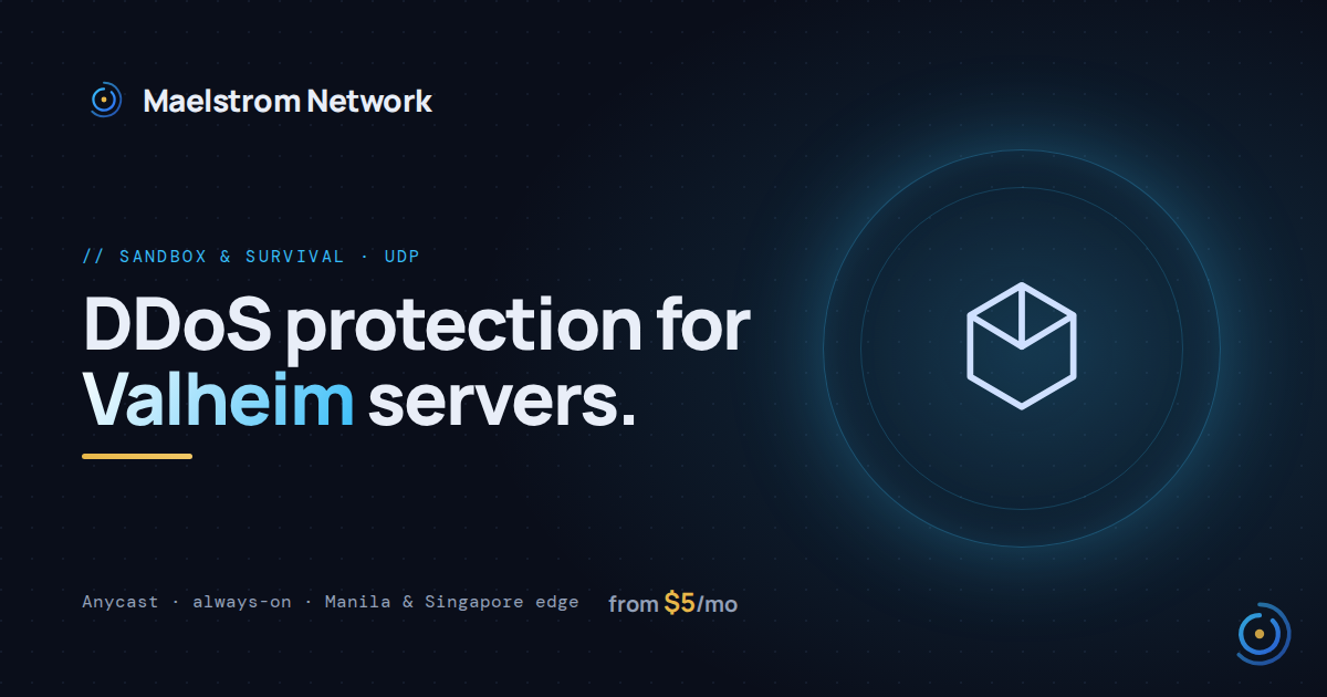 Valheim DDoS protection by Maelstrom Network
